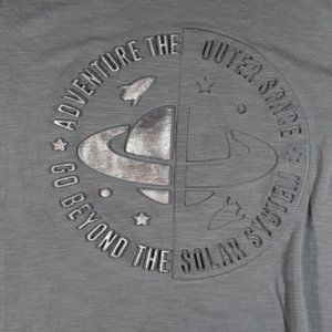 Embossed "Adventure The Outer Space Go Beyond The Solar System" T-shirt